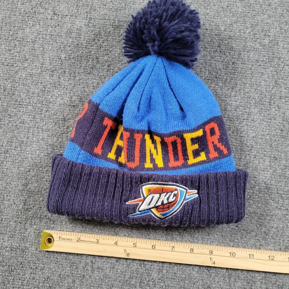 Oklahoma City Thunder Beanie Cap Adult Blue Navy NBA Basketball Pom Knit Hat